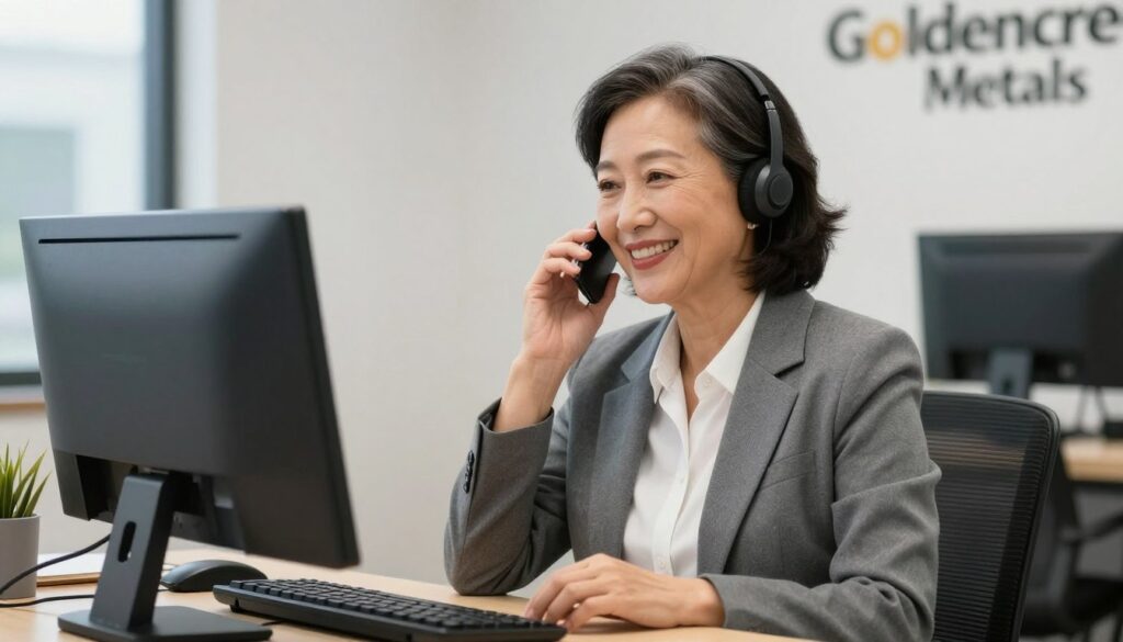 Goldencrest Metals customer service representative assisting a client